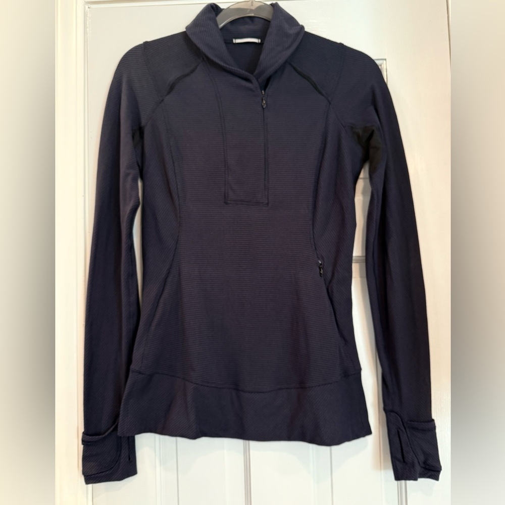 Lululemon Half Zip Navy Striped Pullover Size 6